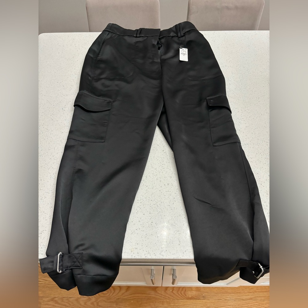 Black Satiny Express Cargo Pants